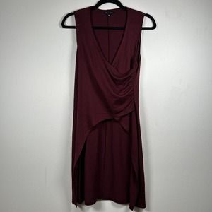 Kal Rieman Tunic Top Women's Medium Burgundy Sleeveless Wool High Low Hem